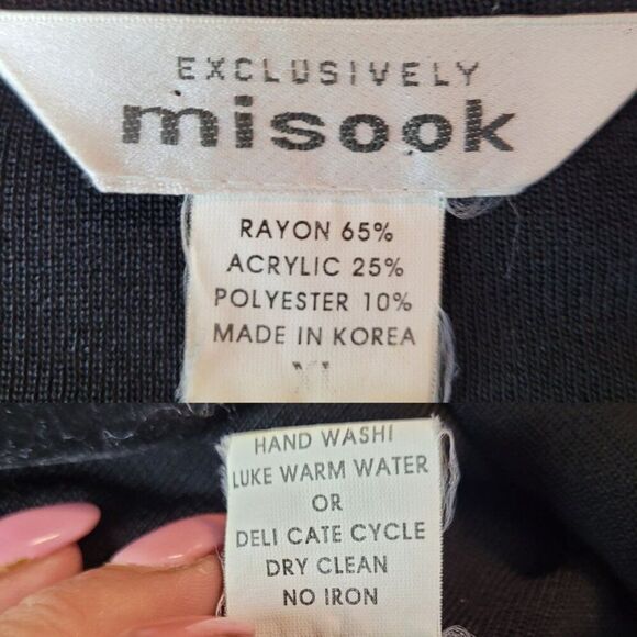 Vintage 80s Misook Black Knit Maxi Dress Rhinestone Buttons XL Modest Lagenlook - Picture 3 of 13